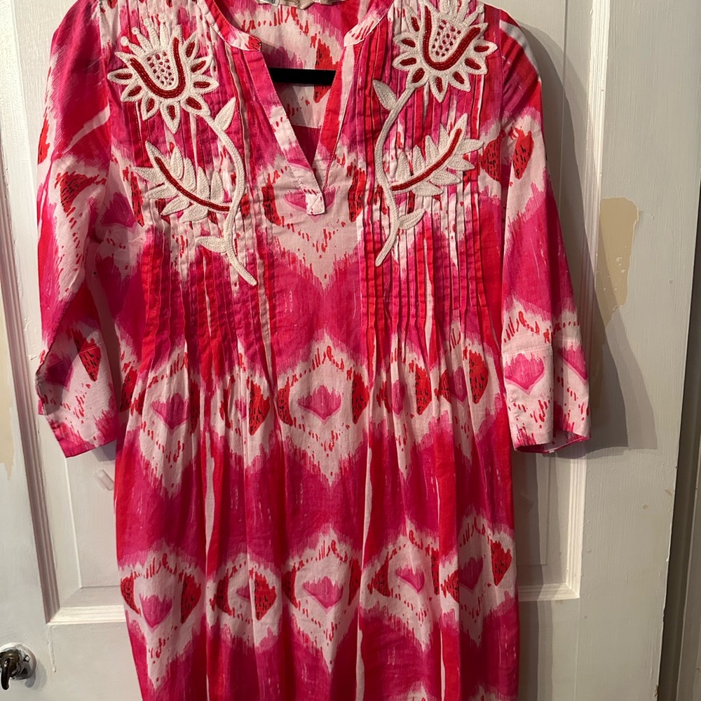 Soft Surroundings Pink and White Dress